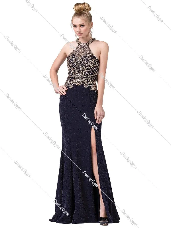 Plus Size Women’s Fashion Dancing Queen - 2583 Beaded Multi-Cutout High Slit Gown