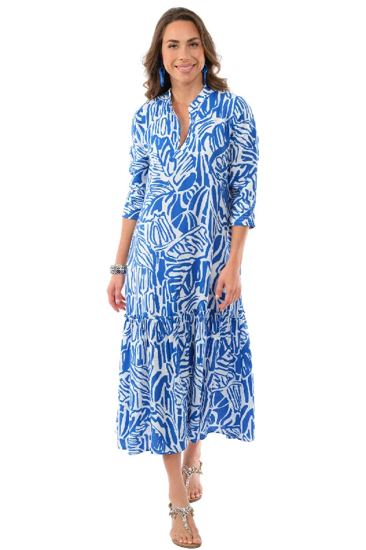 Chic Trends Unveiled Women's Long Blue Maxi Dress With Sleeves- "Amsterdam"