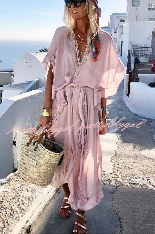 Casual Style for Busy Women Island Girl Belted Kimono Cover-up Maxi Dress