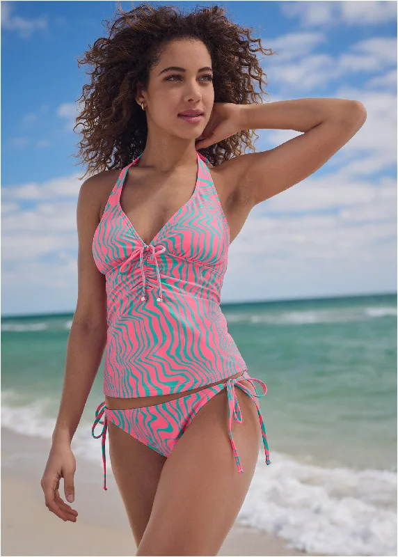 Trendy Street Style Sicily Halter Tankini Top - Parting Wave