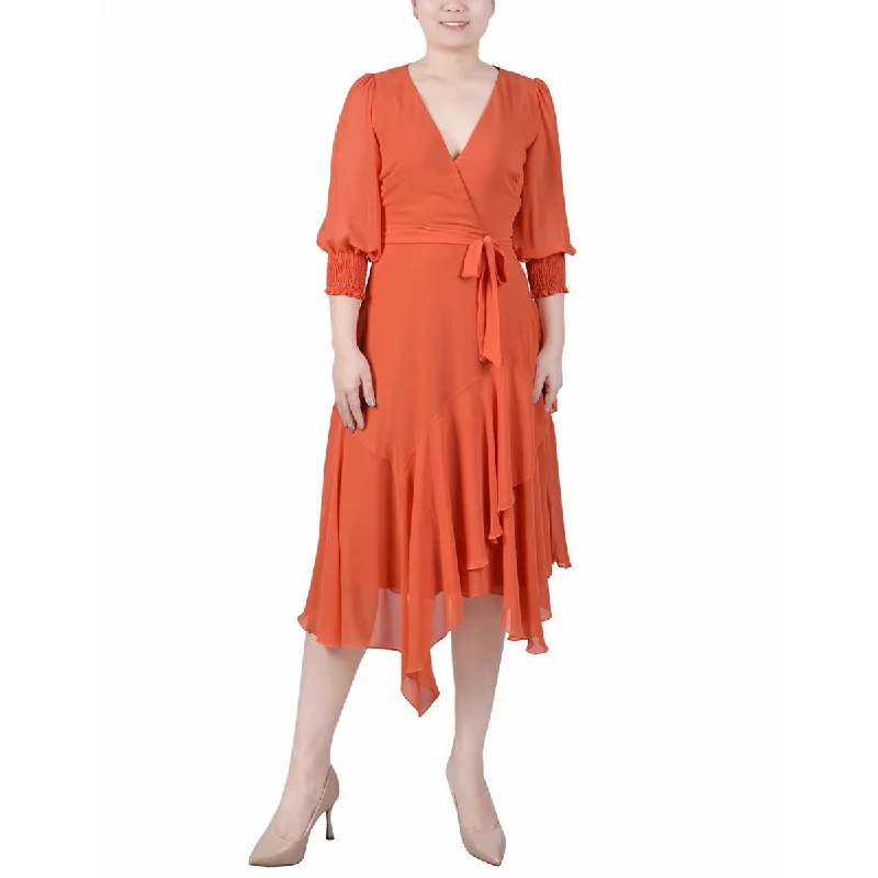 Workwear Fashion for Women NY Collection Womens Petites Solid  Midi Dress