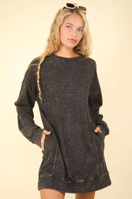 Flash Discount VERY J Mineral Washed Oversized Sweatshirt Mini Dress