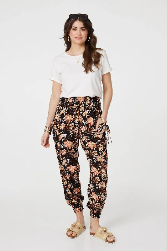 Casual Yet Stylish Separates Vintage Floral Shirred Waist Harem Pants