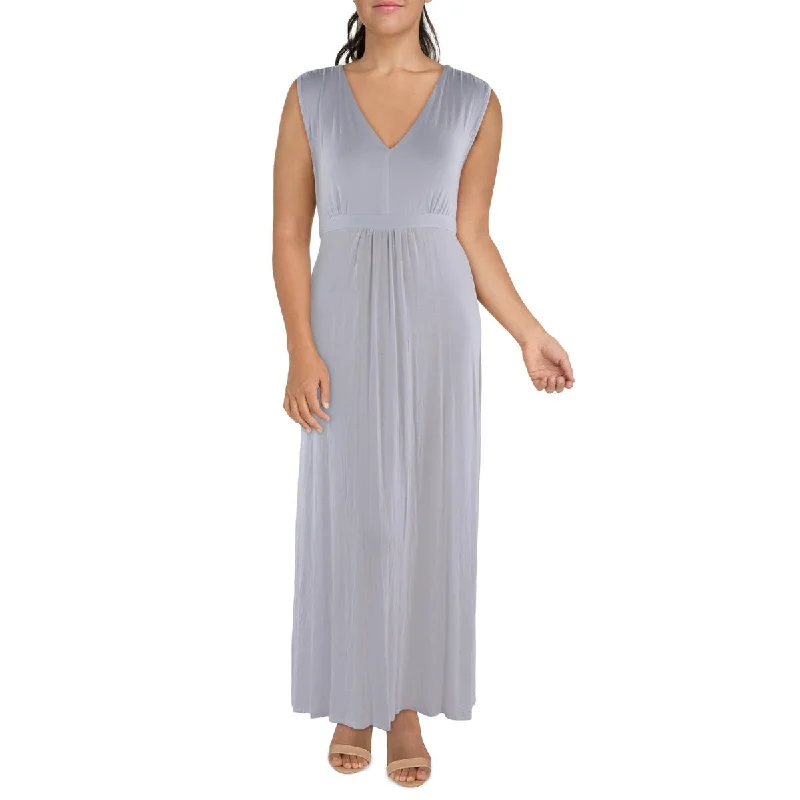 Signature Style Essentials 24seven Comfort Apparel Womens Plus Full Length Tie Waist Maxi Dress