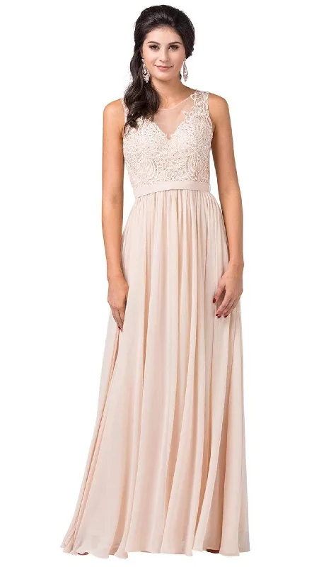 Season Offer Dancing Queen - 2677 Illusion Neckline Beaded Lace Bodice Chiffon Gown