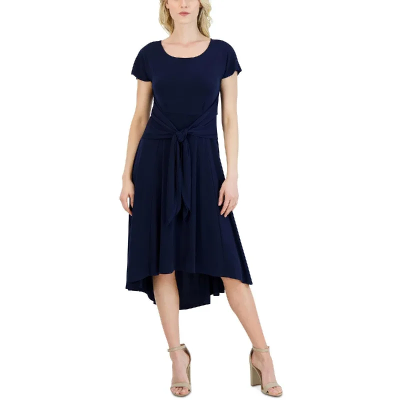 Women's Fashion Hotspots Signature By Robbie Bee Womens Petites Short Sleeve Hi-Low Midi Dress