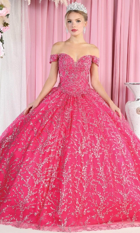 Casual Dresses for Women May Queen LK183 - Rosette Glitter Quinceanera Ballgown