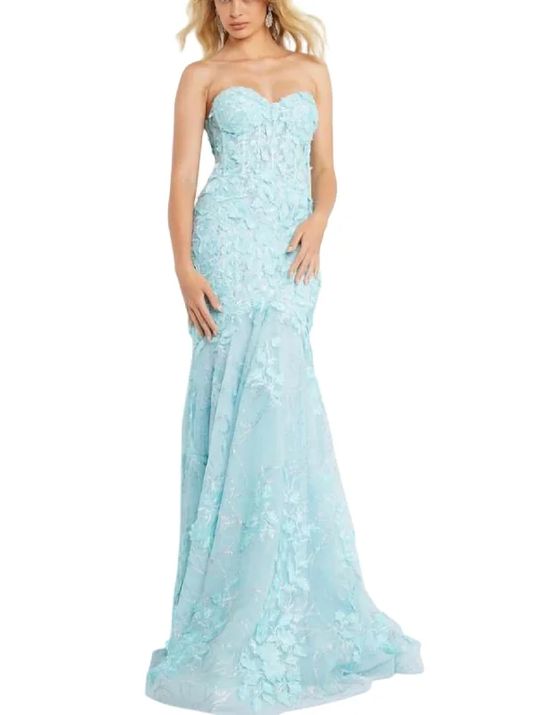 Woman Clothing Strapless Lace Gown In Mint