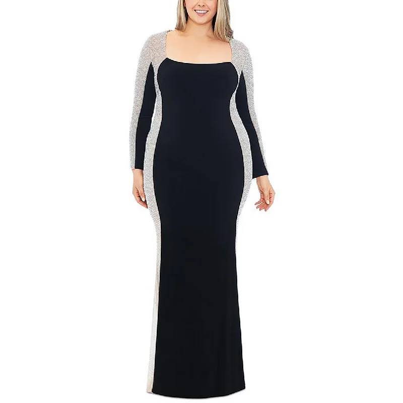 Plus Size Women’s Fashion Xscape Womens Plus Beaded Layered Maxi Dress