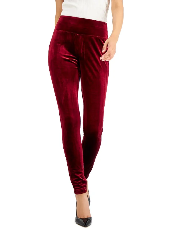 Trendy Street Style Attire Petites Womens Velvet Cuffed Skinny Pants