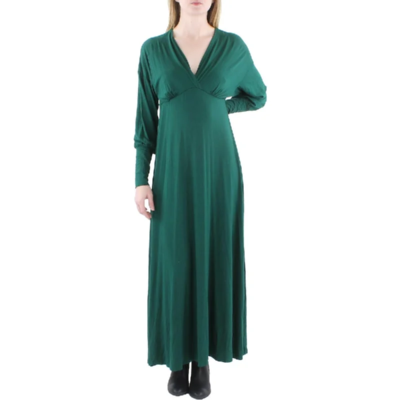 Trendy Attire For Her 24seven Comfort Apparel Womens Solid V Neck Maxi Dress