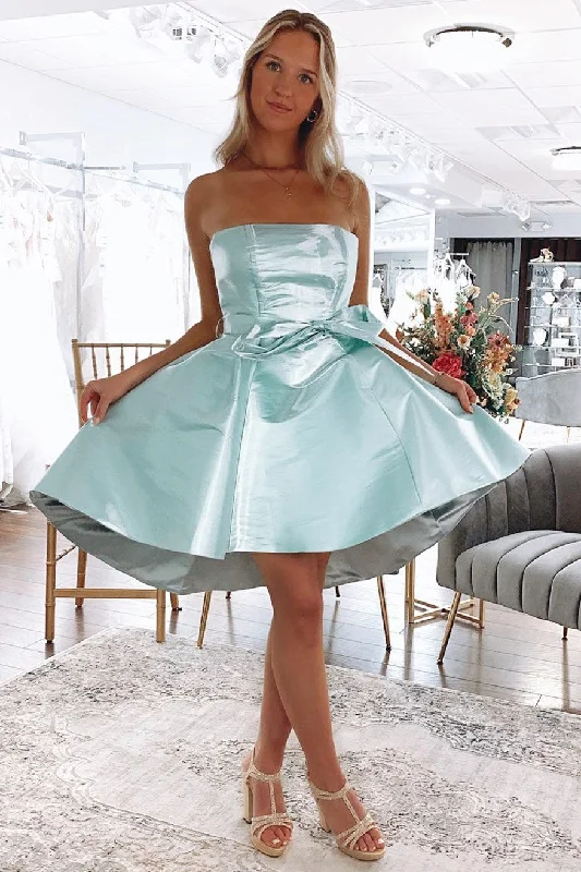 Sales Clothes High-Low Mint Strapless A-Line Short Gown