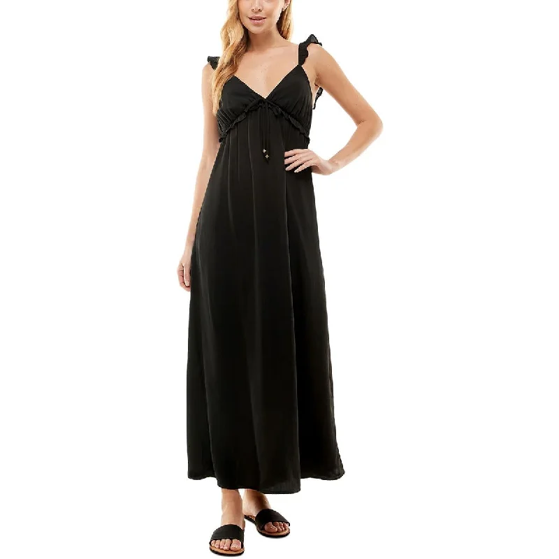 Special Offers, Don't Miss Kingston Grey Womens Juniors Ruffled V-Neck Maxi Dress