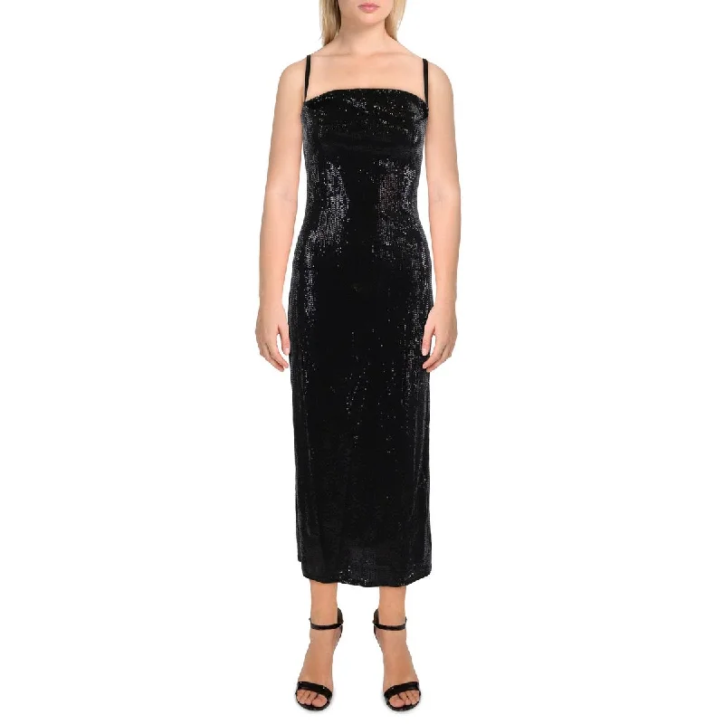 Eclectic Style Wardrobe Bebe Womens   Metallic Sequin Maxi Dress