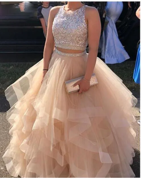 Trendy Women’s Dresses Online Crop Top Two Pieces Ball Gown Quinceanera  Sweet 16 Prom Dress for Girls Graduation PL0921