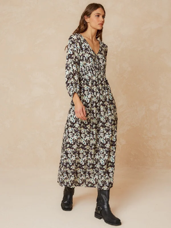 Early Bird Offer Indi & Cold Maxi Dress Dobby in Black