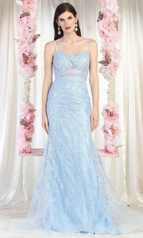 Trendy And Individual Women's Fashion May Queen RQ7974 - Embroidered Strappy Train Gown