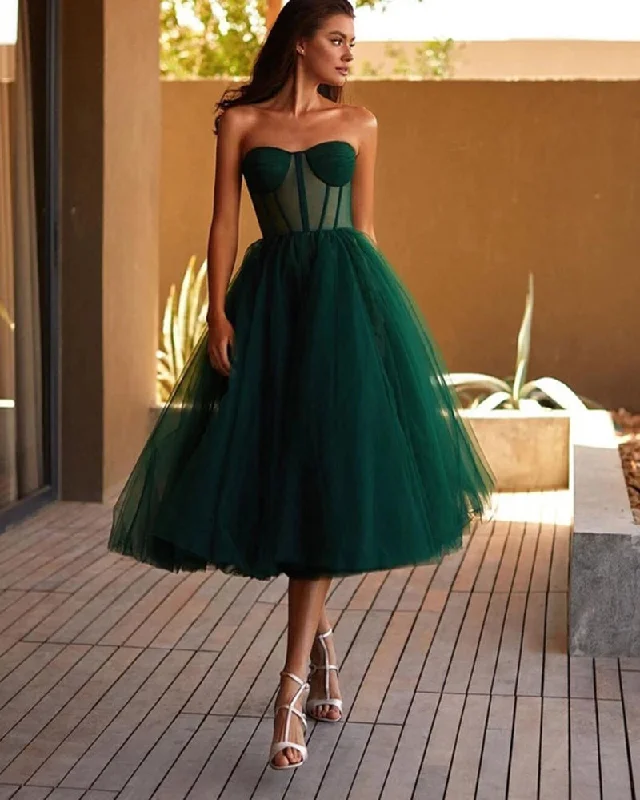 Best Clearance Sales Right Now Sweetheart Dark Green Tulle Knee Length Homecoming Dresss Girls Short School Gradaution Prom Gown PL10822