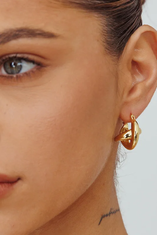 Mega Sales Jetset Cross Hoop Earrings Gold