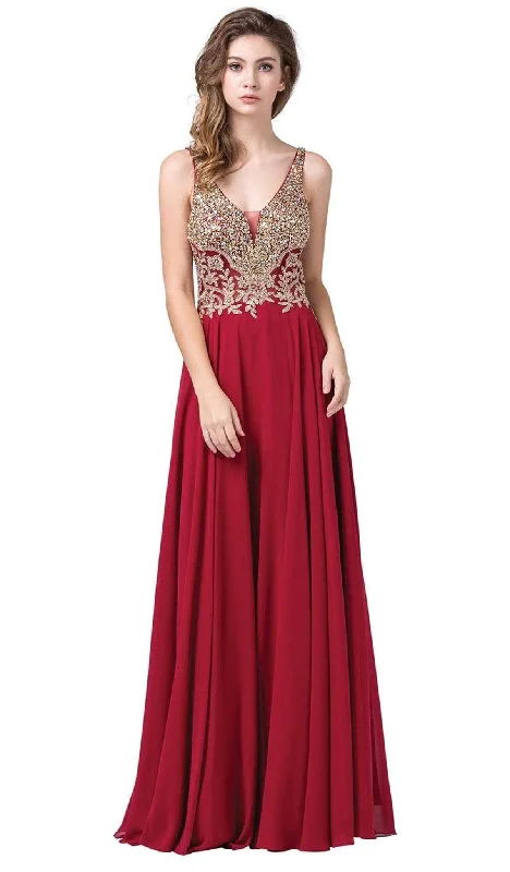 Limited Edition Dancing Queen - 2494 Jewel Encrusted Bodice A-Line Chiffon Gown