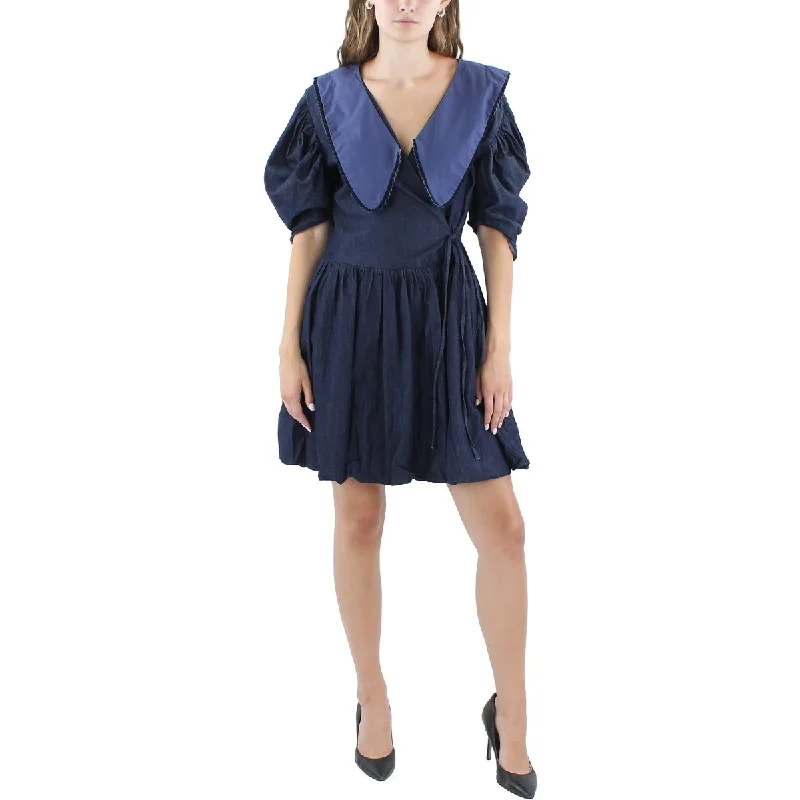 Don't Miss Out Beulah Womens Ruffled Cotton Midi Dress