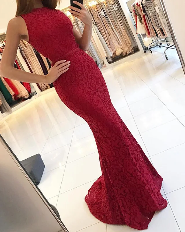 Shop Our Looks Burgundy Lace  Girls' Prom Dress Long evening Mermaid Gown Vestido De Festa Longo LP561