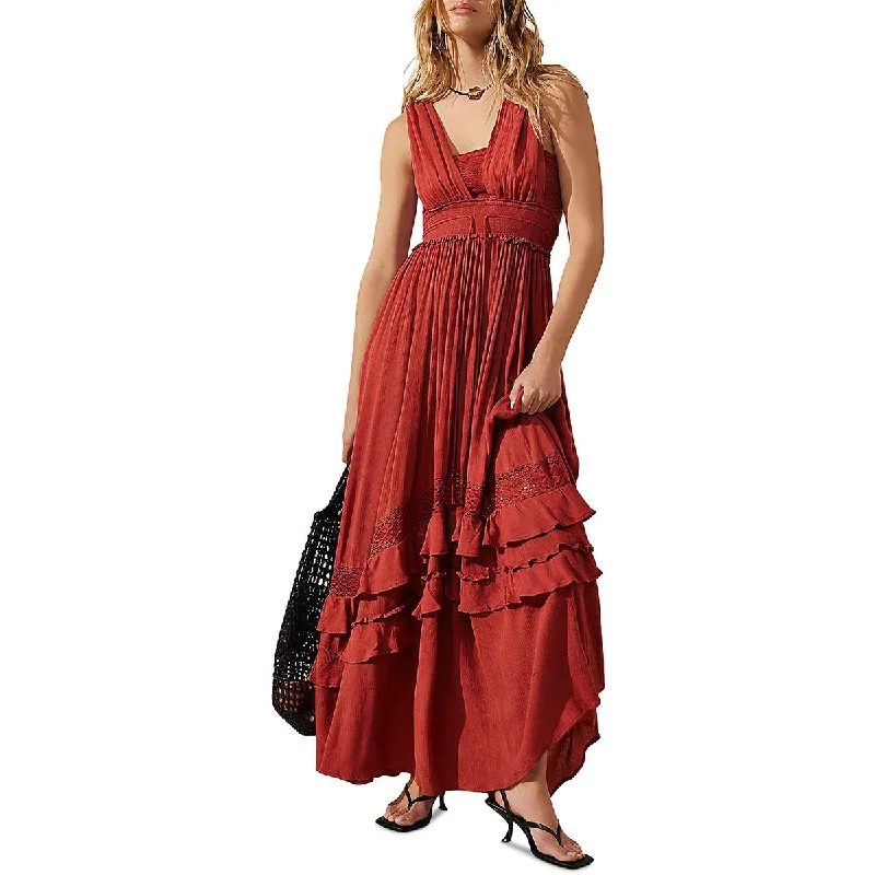 Dive Into Trendy Styles Free People Womens Tiered Drawstring Maxi Dress