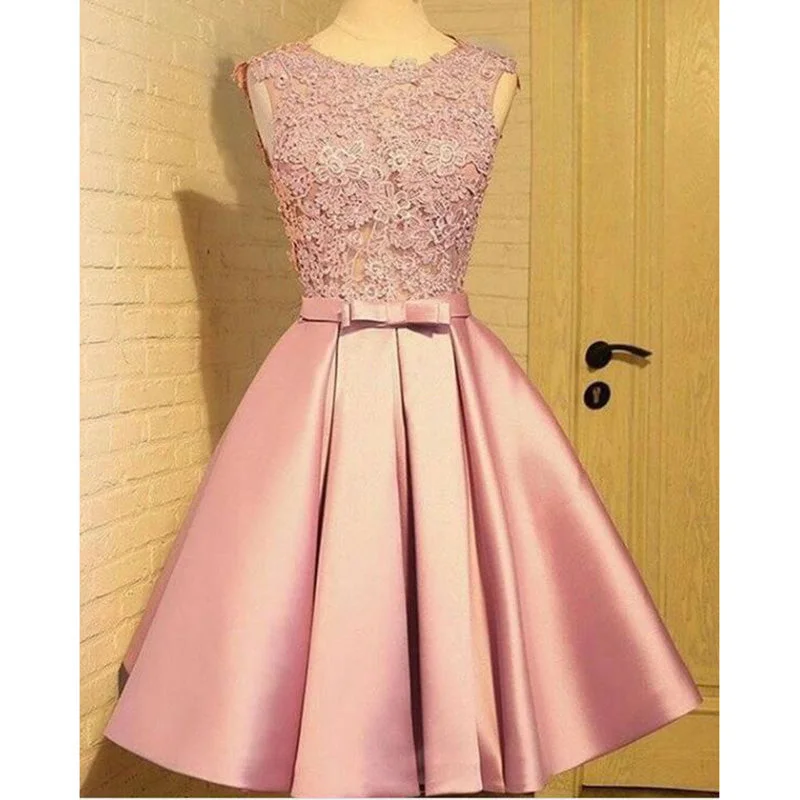 Discount Price Lovely Chic 2018 Quinceanera dama dress Pink Short A Line Formal Gowns for Girls ,Short Dress for Homecoming Junior Prom