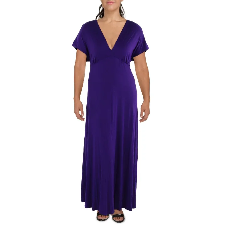 Style Beyond Borders 24seven Comfort Apparel Womens Plus Full Length V-Neck Maxi Dress