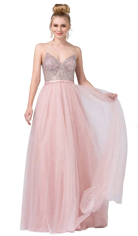 Women’s Clothing for Every Occasion Dancing Queen - 2644 Jewel Studded Gossamer A-Line Gown