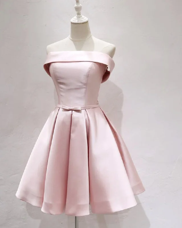 Affordable Online Boutiques Pink Strapless Short Homecoming Dresses Girls Mini semi Formal Graduation Prom Gown