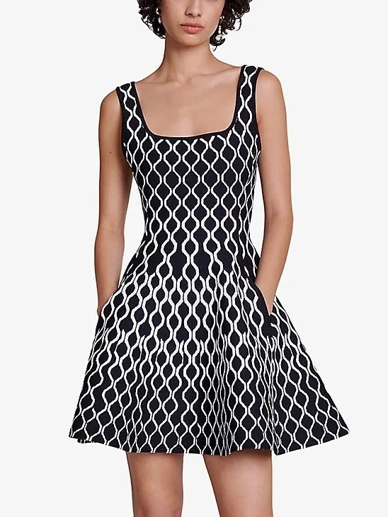 Discover Now A-Line Knit Geometric Print Mini Dress