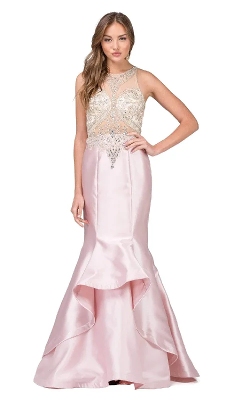 Daily Deals Dancing Queen - 9930 Jeweled Illusion Bodice Flounced Mermaid Gown