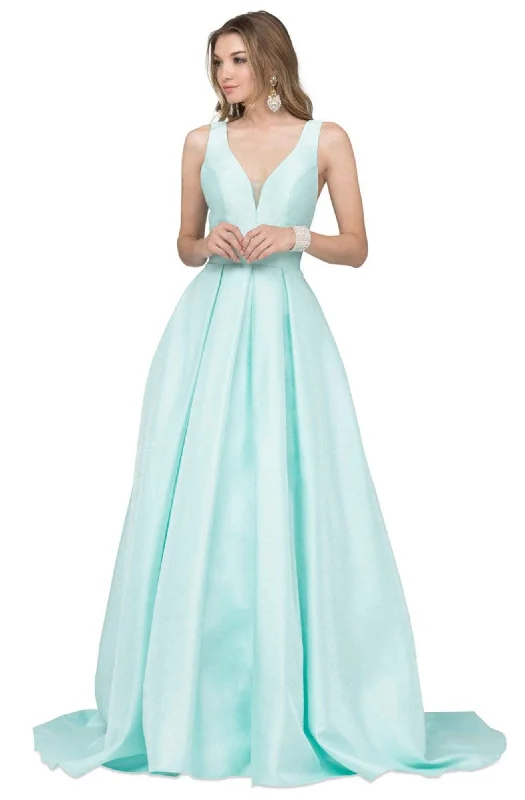 End Of Season Sale Clothing Cecilia Couture - 1463 Plunging V-Neck Pleated A-Line Gown