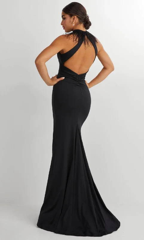 Casual Style for Busy Women Studio 17 Prom 12913 - Feathered Halter Neck Evening Gown