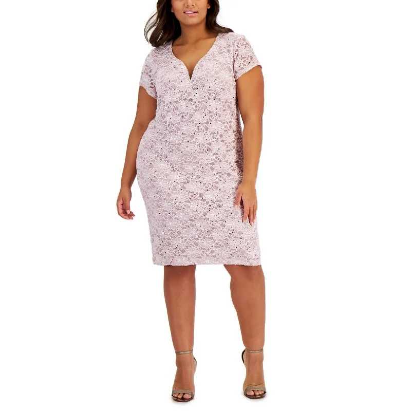 Limited Edition Connected Apparel Womens Plus Lace boning Midi Dress