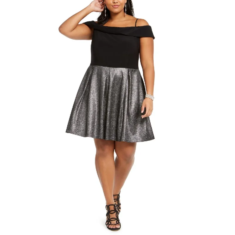 Hot Picks Morgan & Co. Womens Plus Drae Glitter Midi Dress