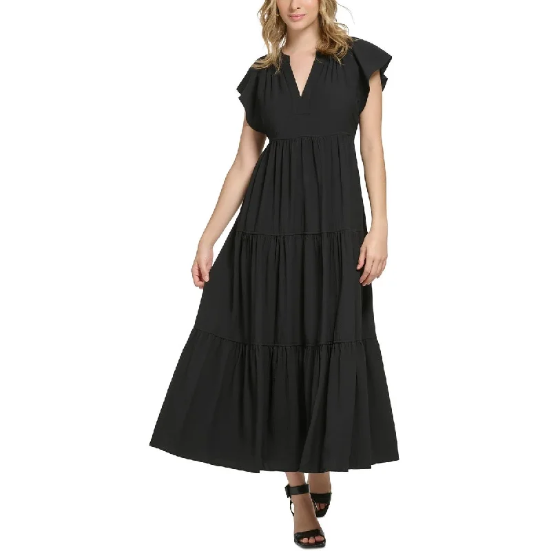 Seasonal Women’s Fashion Trends Calvin Klein Womens Textured Tiered Maxi Dress