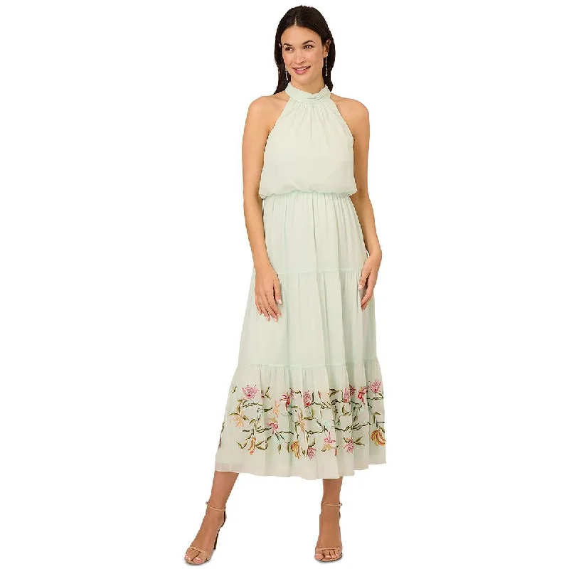 Women’s Stylish Outerwear Adrianna Papell Womens Chiffon Embellished Maxi Dress