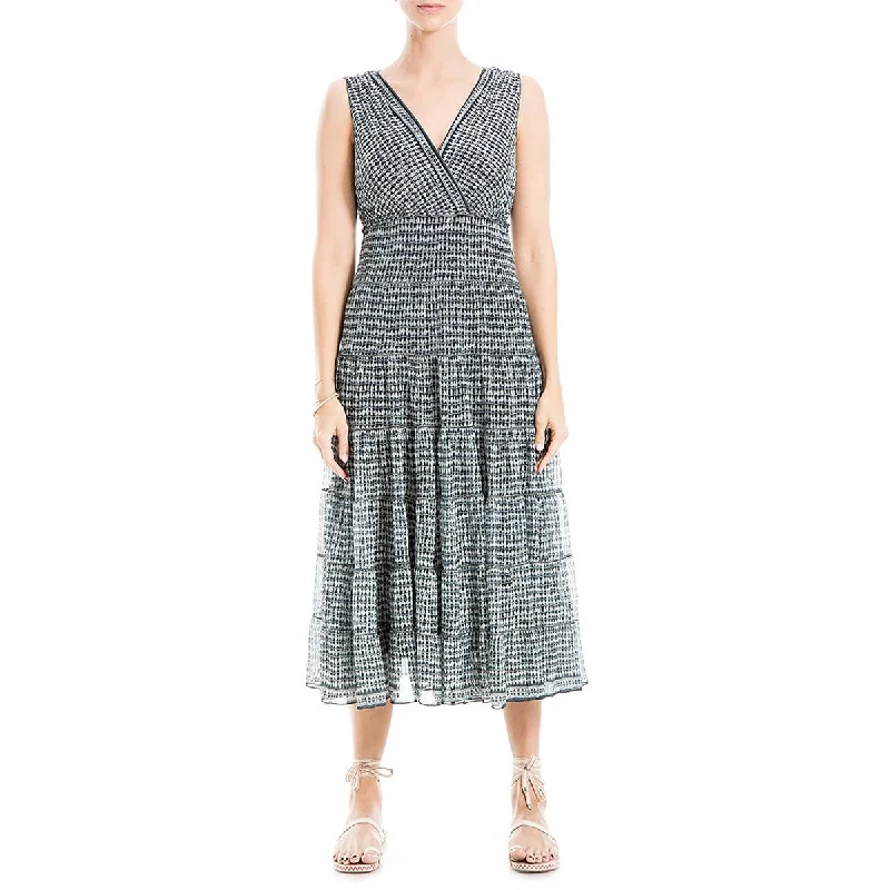 Flash Sales This Week Max Studio Womens Printed Tiered Midi Dress