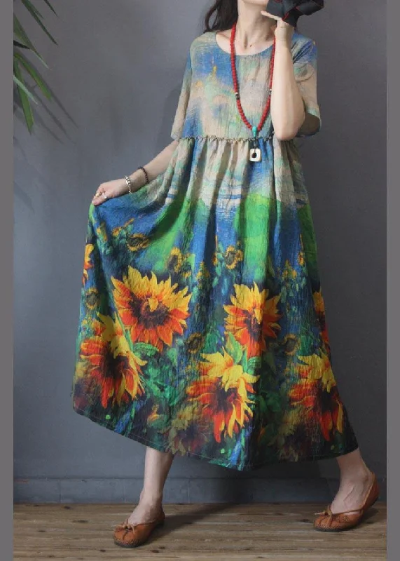 Women’s Clothing for All Occasions Sunflower Floral Mid Length Dress Summer