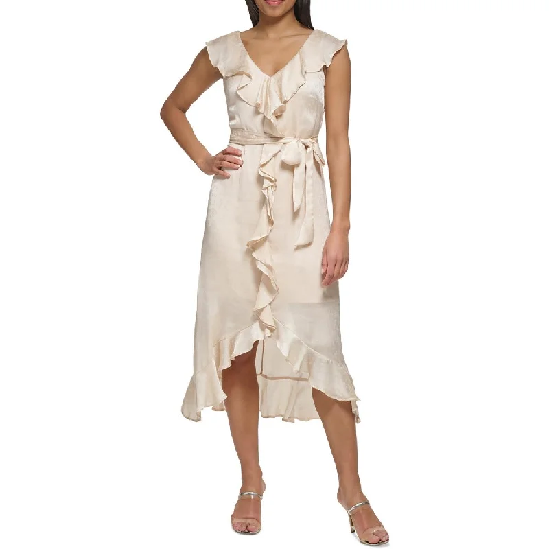 Women's Clothing Sale Online DKNY Womens Ruffled Mid Calf Midi Dress