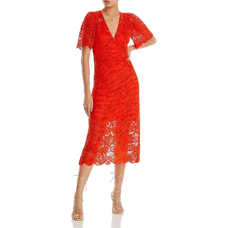 Extreme Clearance Deals Rhode Womens Tea-Length Burnout Midi Dress