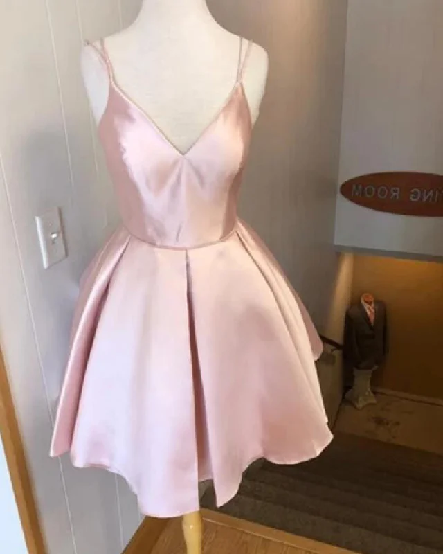 Flash Sale Or Flash Sales Cute Pale Pink Short Girls Homecoming Dress 2019 with Strapes