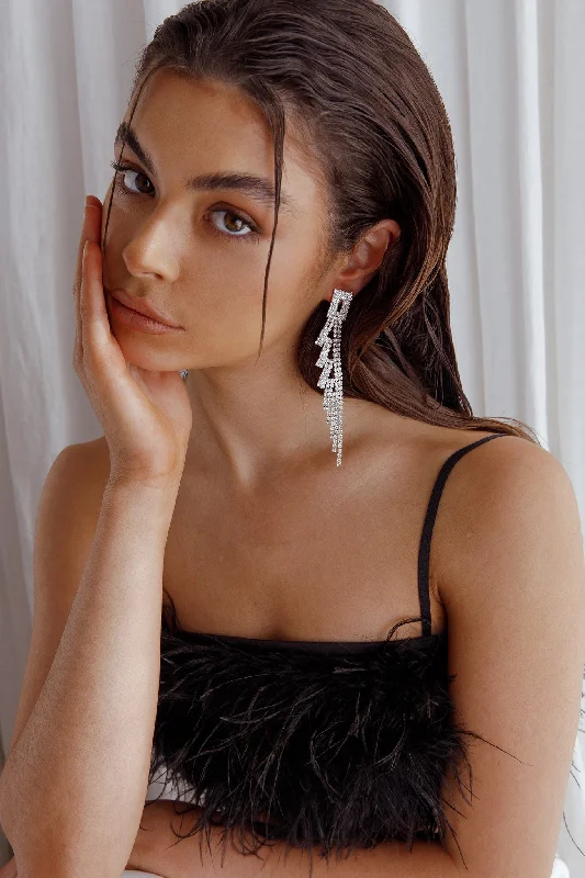 Effortless Everyday Wear Darma Diamante Drop Earrings Silver