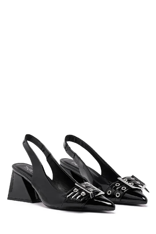 Trendy Casual Outfits THERAPY Slay Slingback Pump Black Patent