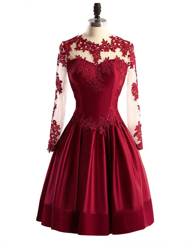 Online Clothing Boutiques Siaoryne Lovely Wine Red Short Cocktail Dress 2020 Homecoming Gown with Lace for 8th Grade Girls PL211