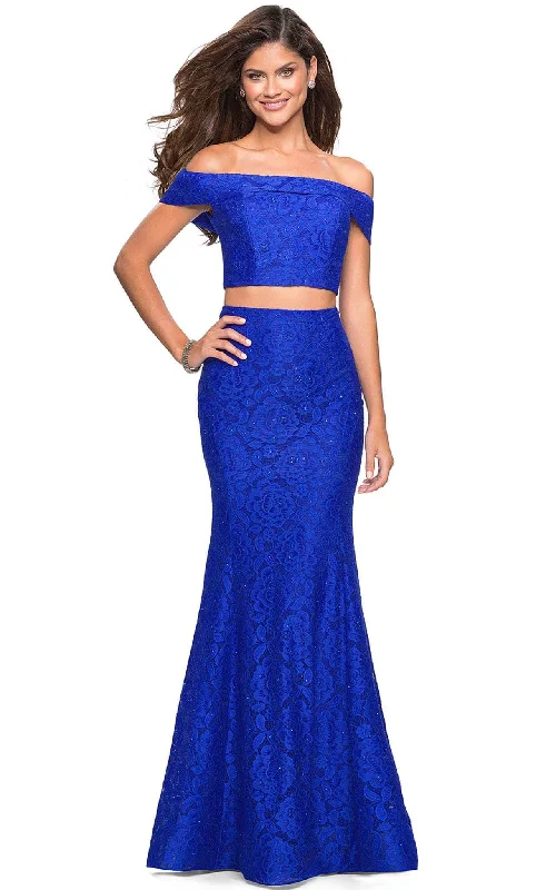 Dive Into Trendy Styles La Femme - 27443 Two-Piece Allover Lace Off Shoulder Mermaid Gown