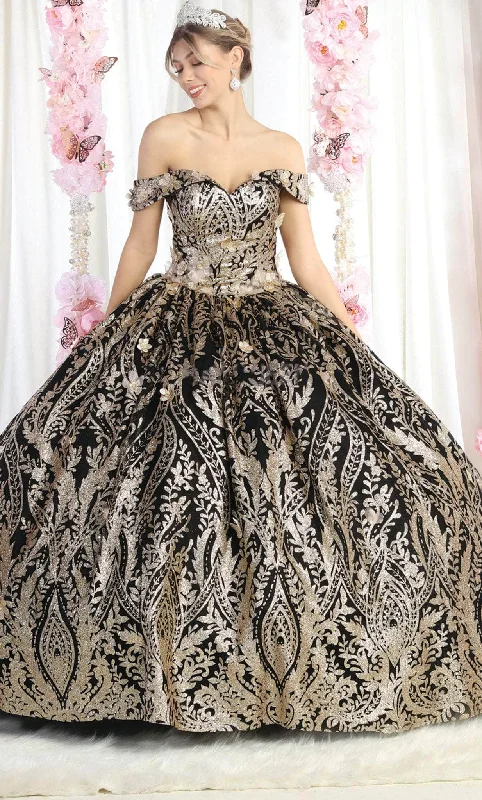 Best Sellers May Queen LK186 - Metallic Motif Quinceanera Ballgown