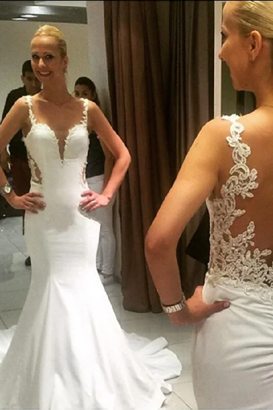 New Styles Just In Roycebridal Gorgeous Vintage Mermaid Lace Backless Sweetheart Long Wedding Dresses, MW164